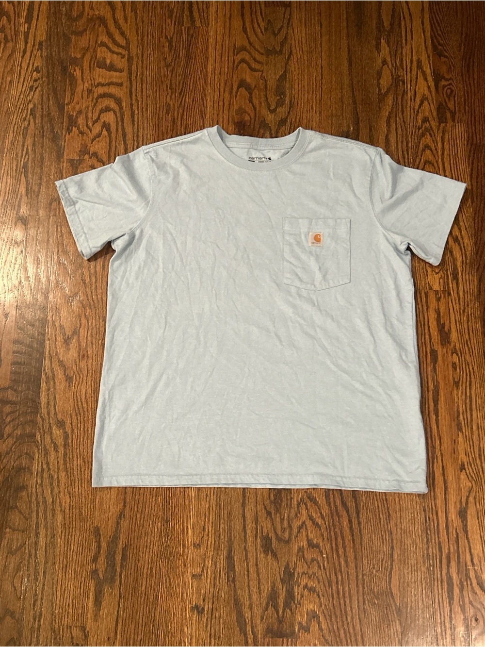 NEW Carhartt L Blue Short-Sleeve Pocket Tee YOUTH XL- MENS S-M BOXY CROPPED FIT